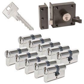 Abus oplegslot bruin + 10x Abus Zolit 1000 cilinder