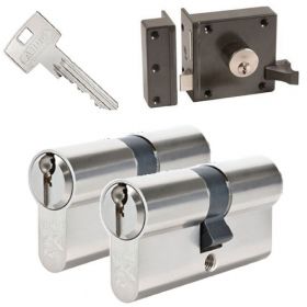 Abus oplegslot bruin + 2x Abus S6+ cilinder