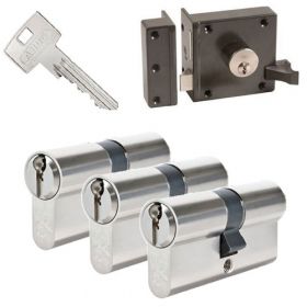 Abus oplegslot bruin + 3x Abus S6+ cilinder