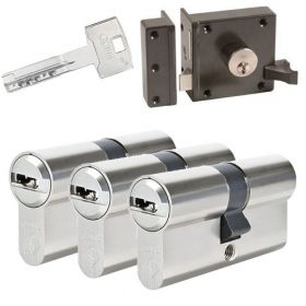 Abus oplegslot bruin + 3x Abus Vela 1000 cilinder