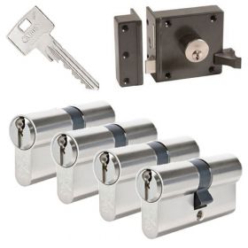 Abus oplegslot bruin + 4x Abus Zolit 1000 cilinder