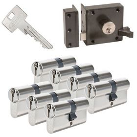 Abus oplegslot bruin + 7x Abus S6+ cilinder
