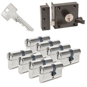 Abus oplegslot bruin + 8x Abus S6+ cilinder
