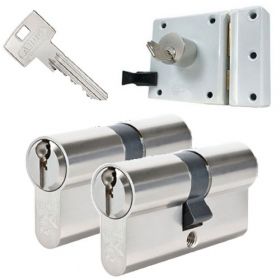Abus oplegslot wit + 2x Abus S6+ cilinder