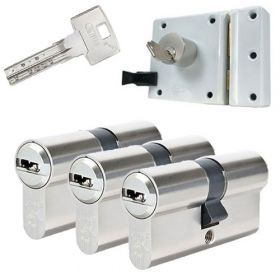 Abus oplegslot wit + 3x Abus Bravus 3000 cilinder