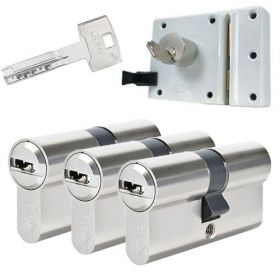Abus oplegslot wit + 3x Abus Vela 1000 cilinder
