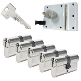 Abus oplegslot wit + 5x Abus S6+ cilinder