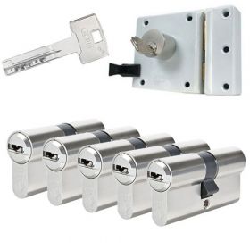 Abus oplegslot wit + 5x Abus Vela 1000 cilinder