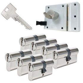 Abus oplegslot wit + 7x Abus S6+ cilinder