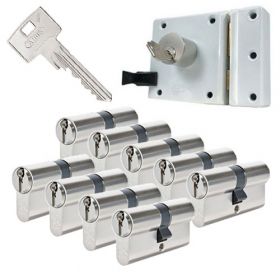 Abus oplegslot wit + 9x Abus Zolit 1000 cilinder