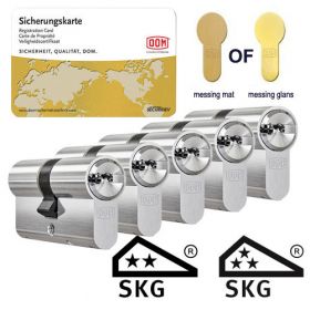 DOM IX Teco SKG2 messing - 5 cilinders met 15 sleutels