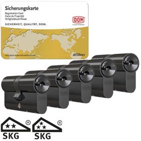 Dom IX Teco SKG2 zwart - 5 cilinders met 15 sleutels