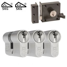 DOM oplegslot bruin + 3x DOM Plura cilinder