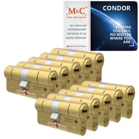M&C Condor SKG3 messing - 10 cilinders met 8 sleutels