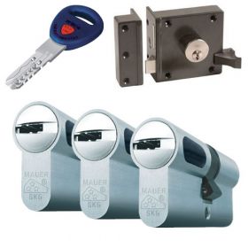 Mauer oplegslot bruin + 3x Mauer New Wave 4 cilinder