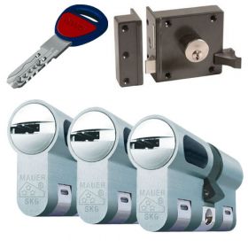 Mauer oplegslot bruin + 3x Mauer New Wave 5 cilinder