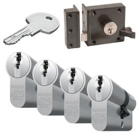 Mauer oplegslot bruin + 4x Mauer DT1 cilinder