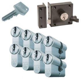 Mauer oplegslot bruin + 8x Mauer F3 cilinder