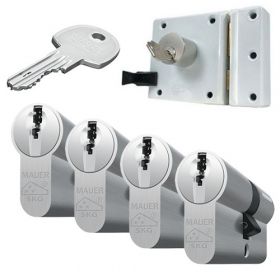 Mauer oplegslot wit + 4x Mauer DT1 cilinder