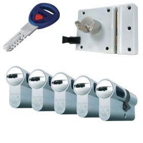 Mauer oplegslot wit + 5x Mauer New Wave 4 cilinder