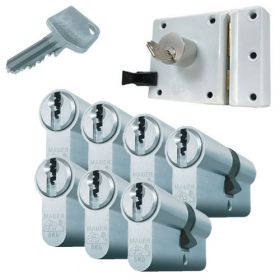 Mauer oplegslot wit + 7x Mauer F3 cilinder