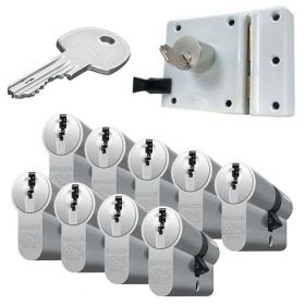 Mauer oplegslot wit + 9x Mauer DT1 cilinder
