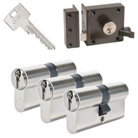 Abus oplegslot bruin + 3x Abus Zolit 1000 cilinder