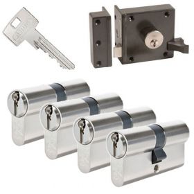 Abus oplegslot bruin + 4x Abus S6+ cilinder