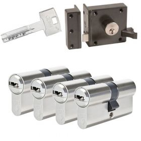 Abus oplegslot bruin + 4x Abus Vela 1000 cilinder