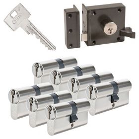 Abus oplegslot bruin + 7x Abus Zolit 1000 cilinder