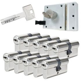 Abus oplegslot wit + 10x Abus Vela 1000 cilinder