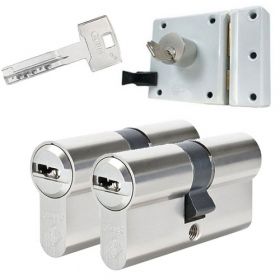 Abus oplegslot wit + 2x Abus Vela 1000 cilinder