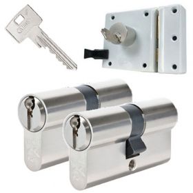 Abus oplegslot wit + 2x Abus Zolit 1000 cilinder