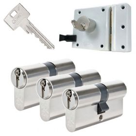 Abus oplegslot wit + 3x Abus Zolit 1000 cilinder