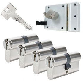 Abus oplegslot wit + 4x Abus S6+ cilinder
