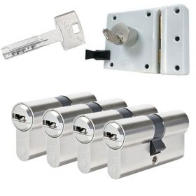 Abus oplegslot wit + 4x Abus Vela 1000 cilinder
