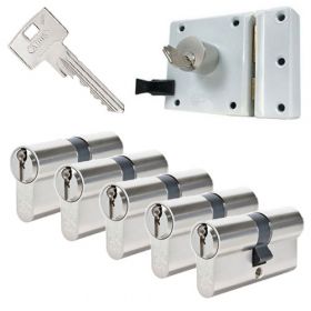 Abus oplegslot wit + 5x Abus Zolit 1000 cilinder