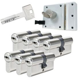 Abus oplegslot wit + 7x Abus Vela 1000 cilinder