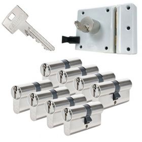 Abus oplegslot wit + 8x Abus S6+ cilinder