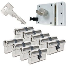 Abus oplegslot wit + 9x Abus S6+ cilinder