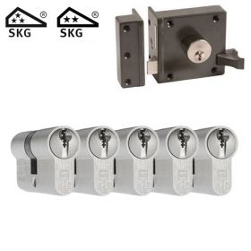 DOM oplegslot bruin + 5x DOM Plura cilinder