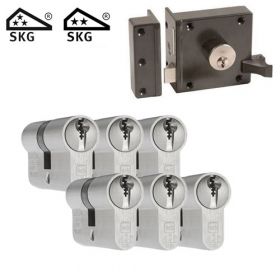 DOM oplegslot bruin + 6x DOM Plura cilinder