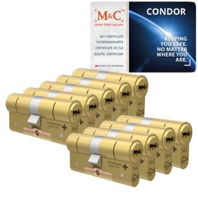 M&C Condor SKG3 messing - 9 cilinders met 8 sleutels