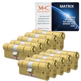 M&C Matrix SKG3 messing - 10 cilinders met 8 sleutels