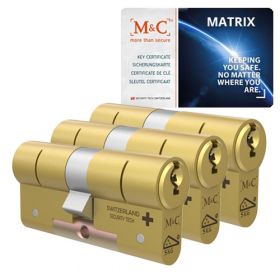 M&C Matrix SKG3 messing - 3 cilinders met 5 sleutels
