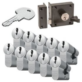 Mauer oplegslot bruin + 10x Mauer DT1 cilinder