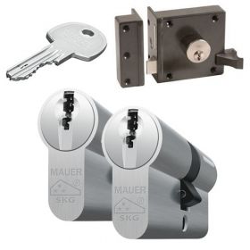 Mauer oplegslot bruin + 2x Mauer DT1 cilinder
