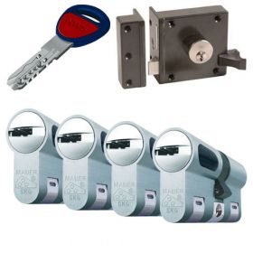 Mauer oplegslot bruin + 4x Mauer New Wave 5 cilinder