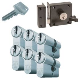 Mauer oplegslot bruin + 6x Mauer F3 cilinder