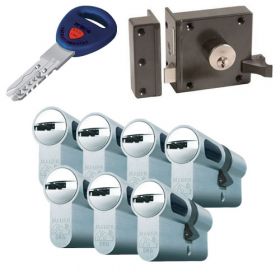 Mauer oplegslot bruin + 7x Mauer New Wave 4 cilinder